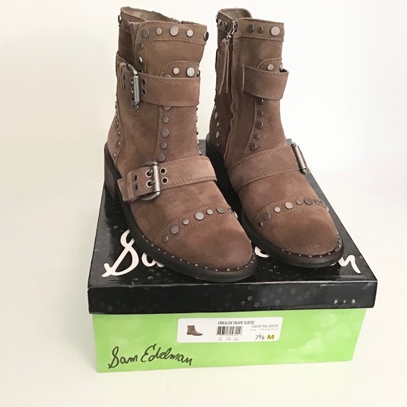 Sam Edelman 7.5 Drea Suede Studded Moto Boots NEW - Picture 2 of 9